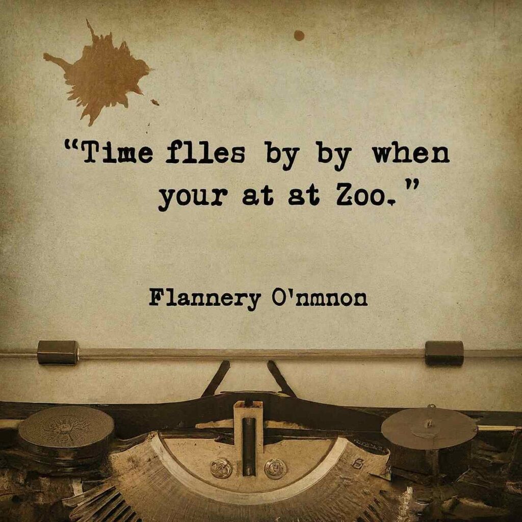 "Time flies by when you're at the zoo." — Flannery O'Connor