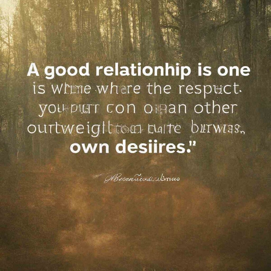 "A good relationship is one where the love and respect you have for each other outweigh your own desires." - Unknown
