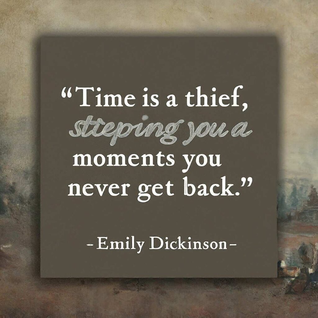 "Time is a thief, stealing moments you can never get back." — Emily Dickinson