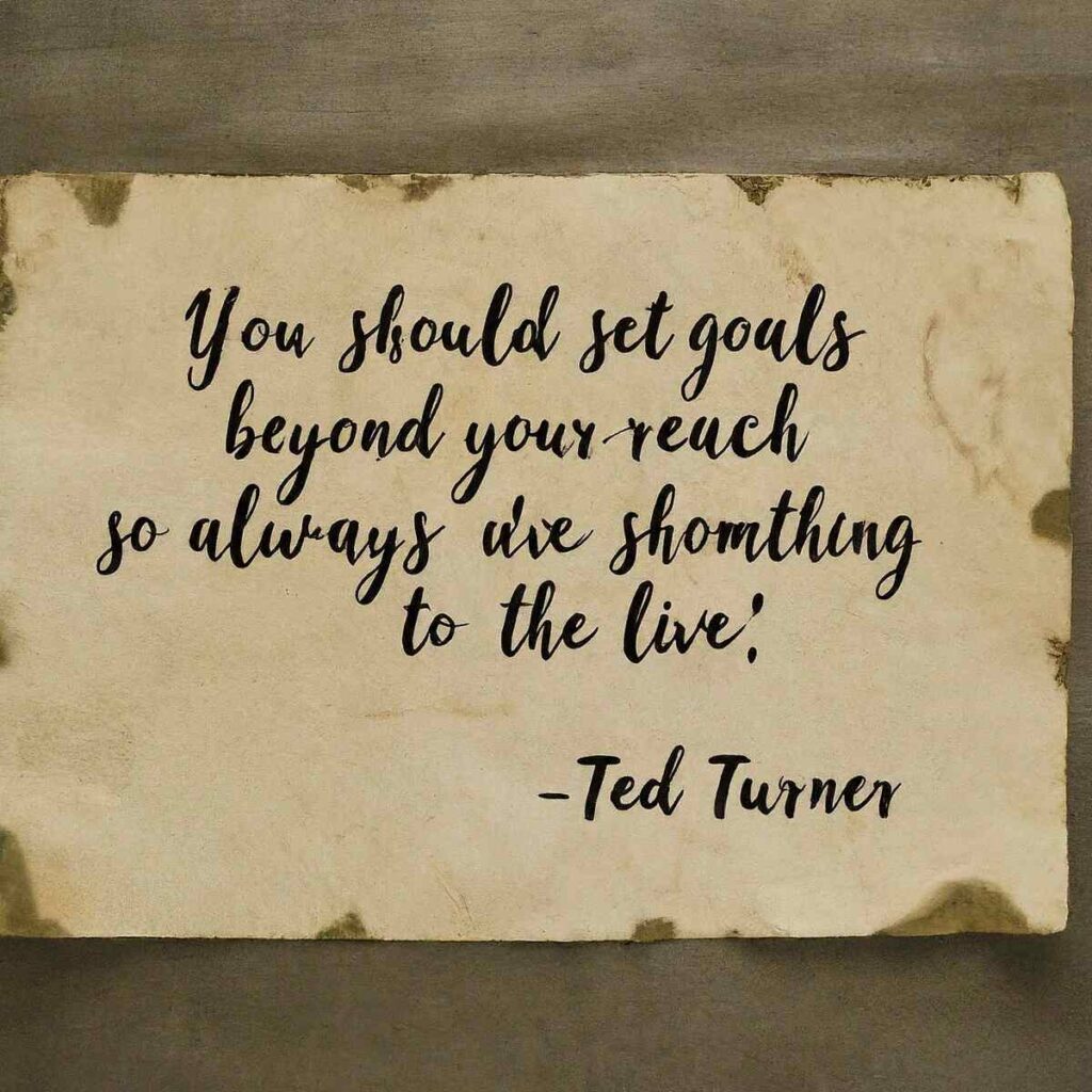  "You should set goals beyond your reach so you always have something to live for." – Ted Turner