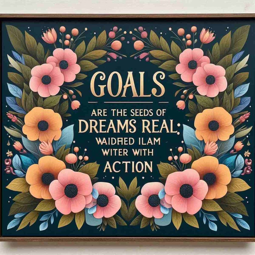 "Goals are the seeds of dreams made real; water them with action." – Melissa Evans