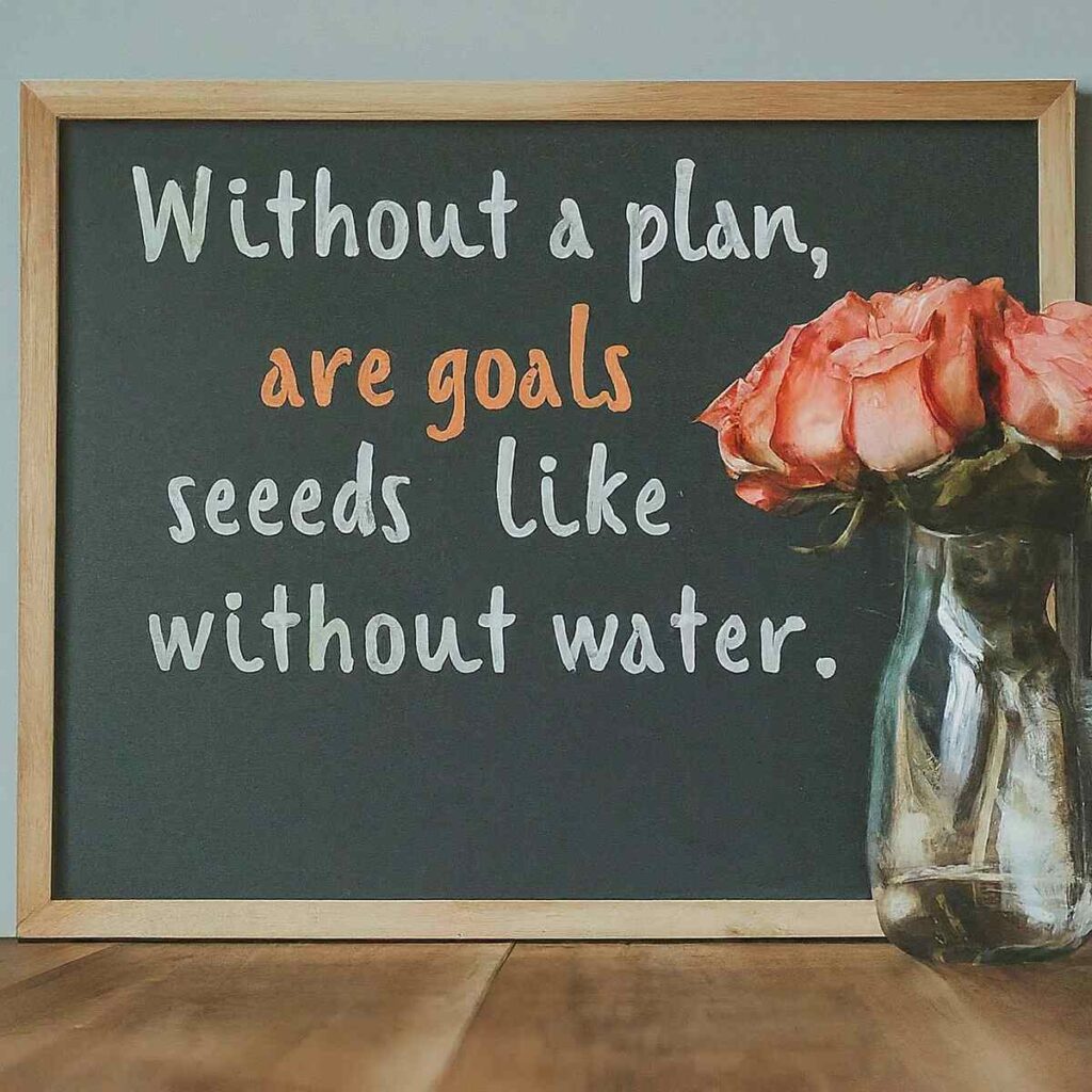 "Without a plan, goals are like seeds without water." – Barbara Martinez