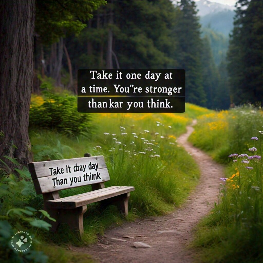 "Take it one day at a time. You’re stronger than you think." - Unknown