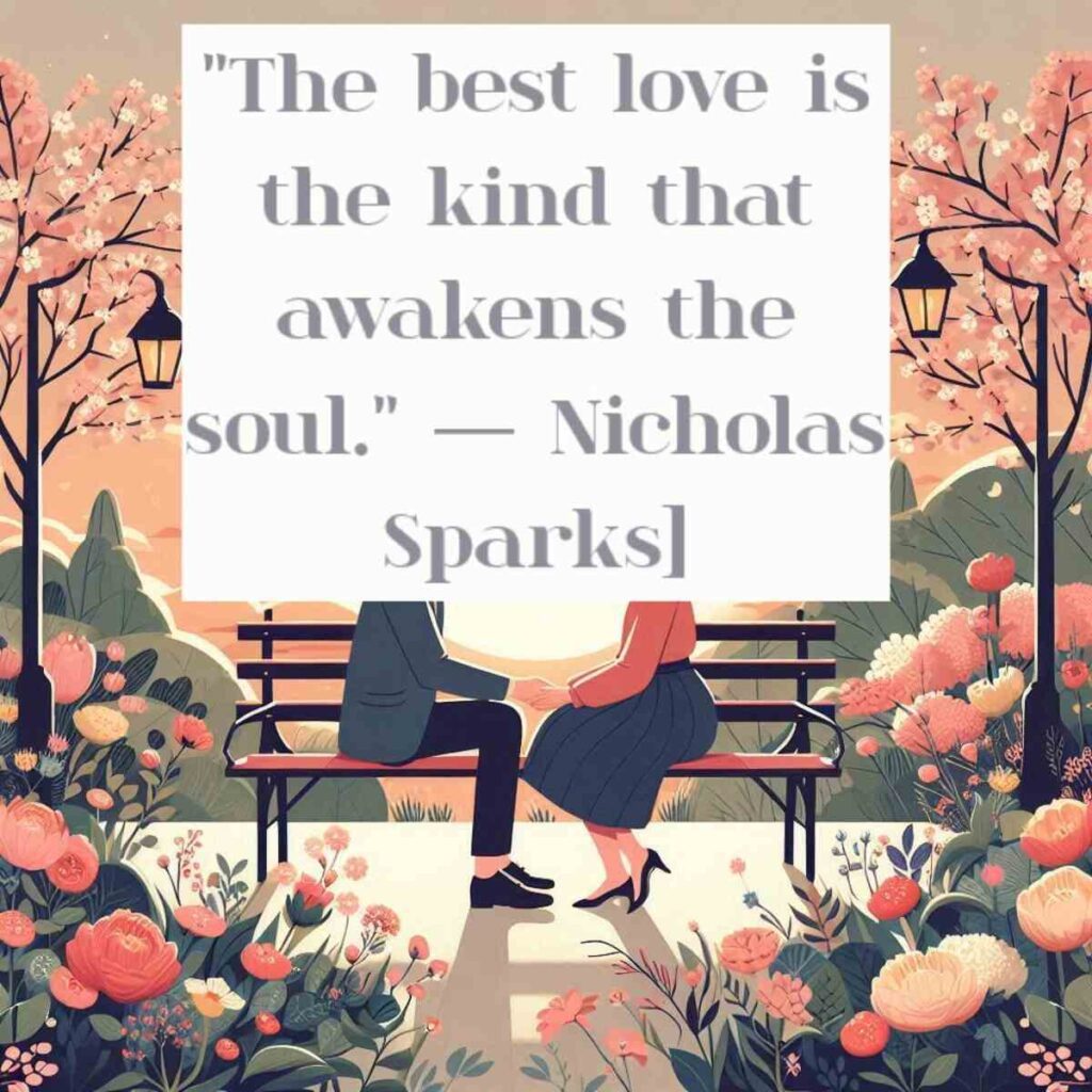  "The best love is the kind that awakens the soul." — Nicholas Sparks