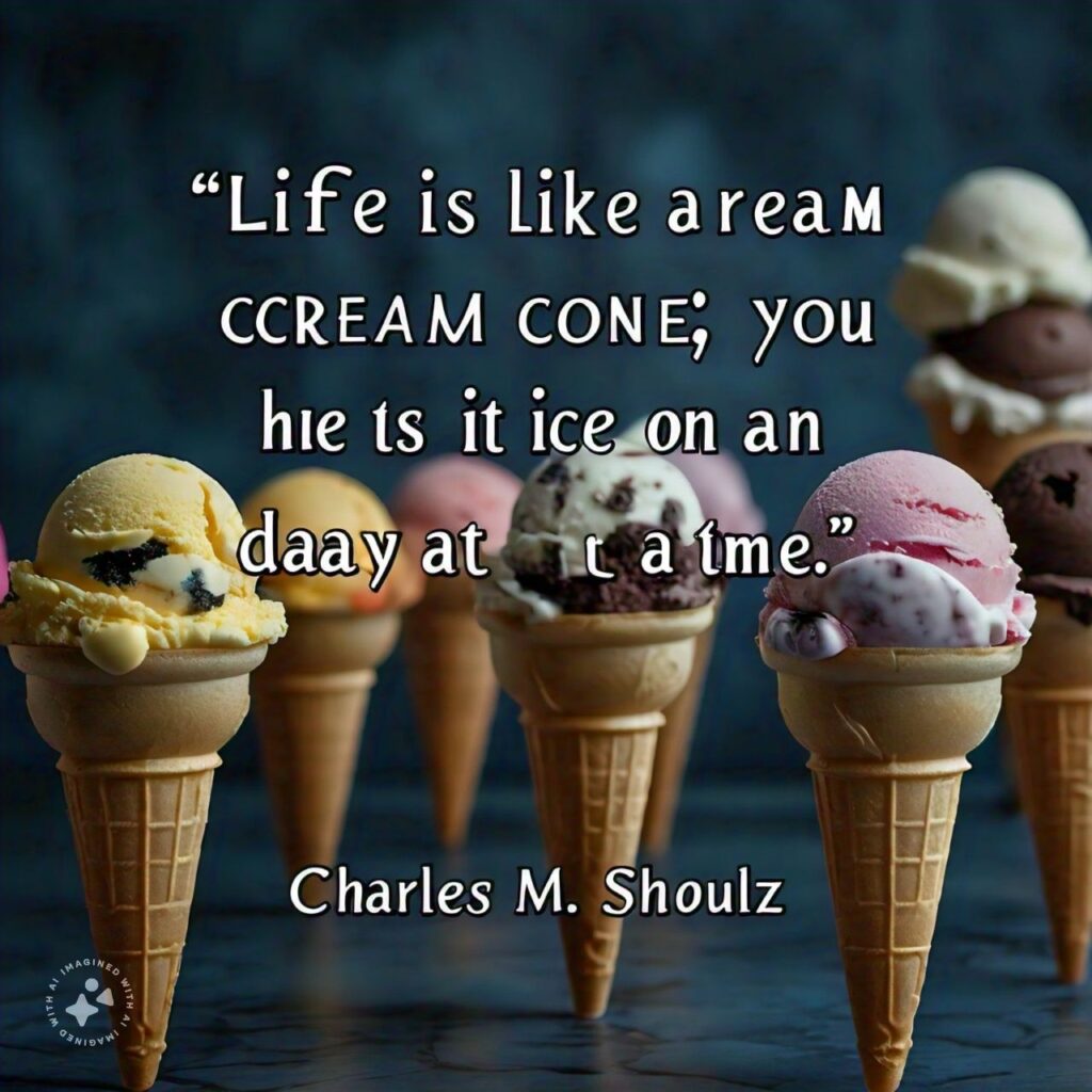  "Life is like an ice cream cone; you have to lick it one day at a time." - Charles M. Schulz