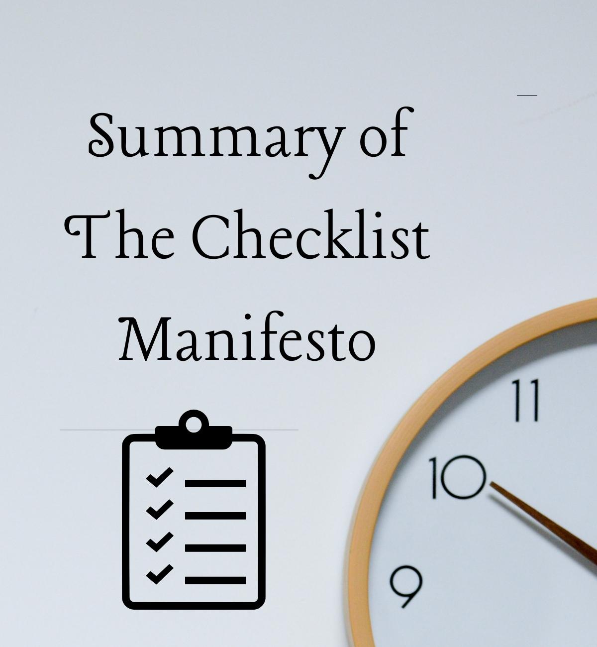 Summary of The Checklist Manifesto